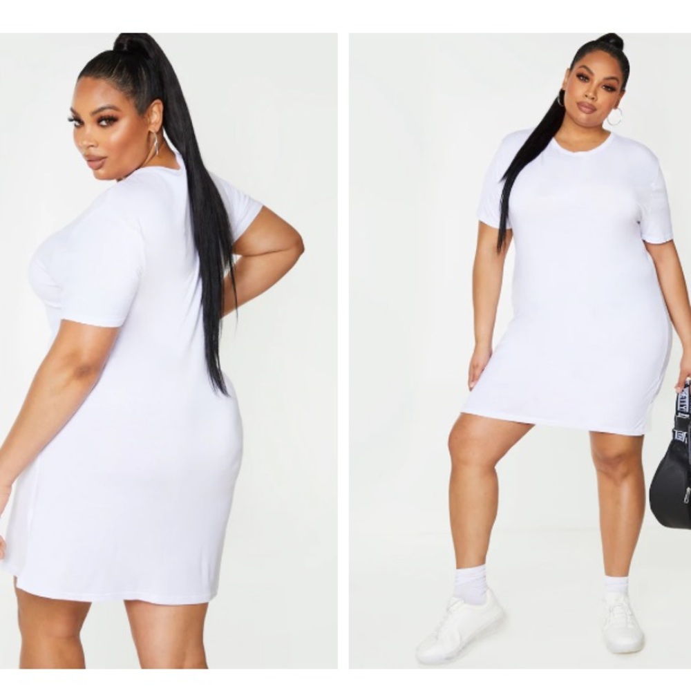 PrettyLittleThing Plus Short Sleeve T Shirt Dress